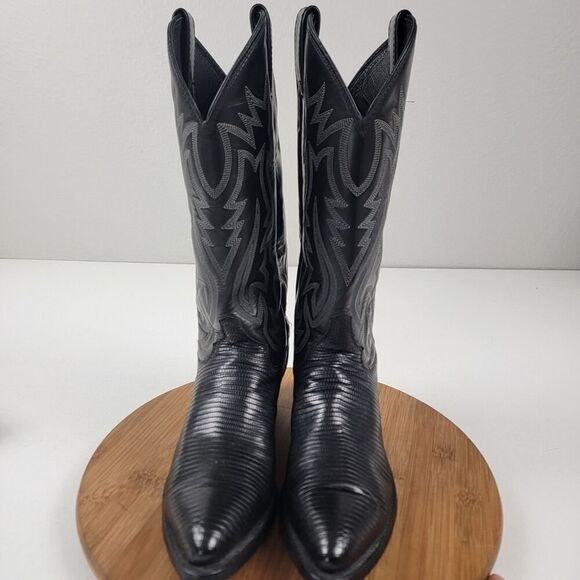 Justin Black Teju Lizard Exotic Skin Western Boots 9302 Women's Size 6.5 D USA - Picture 3 of 16